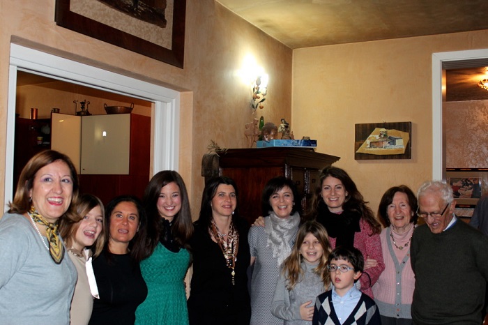 Homestay Teacher Ashley Bornancin (fourth from left) with her whole Italian host family