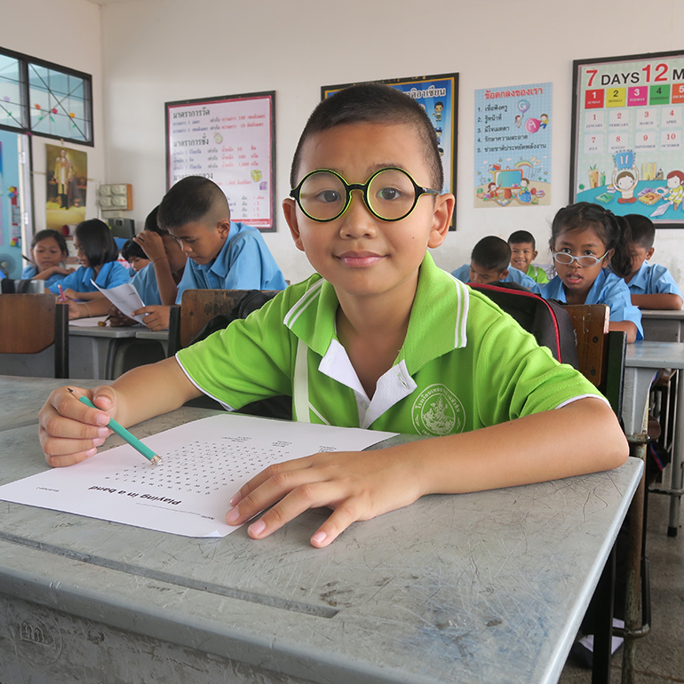A child in a Thai classroom.