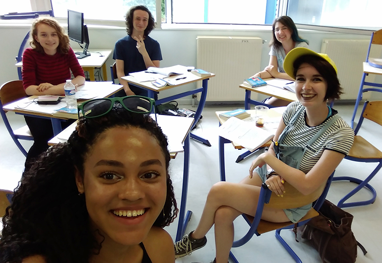 Students studying French in Paris.