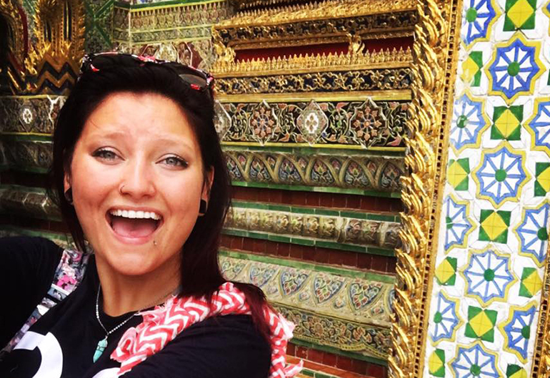 Greenheart Traveler, Danielle Wray, at a temple in Thailand.