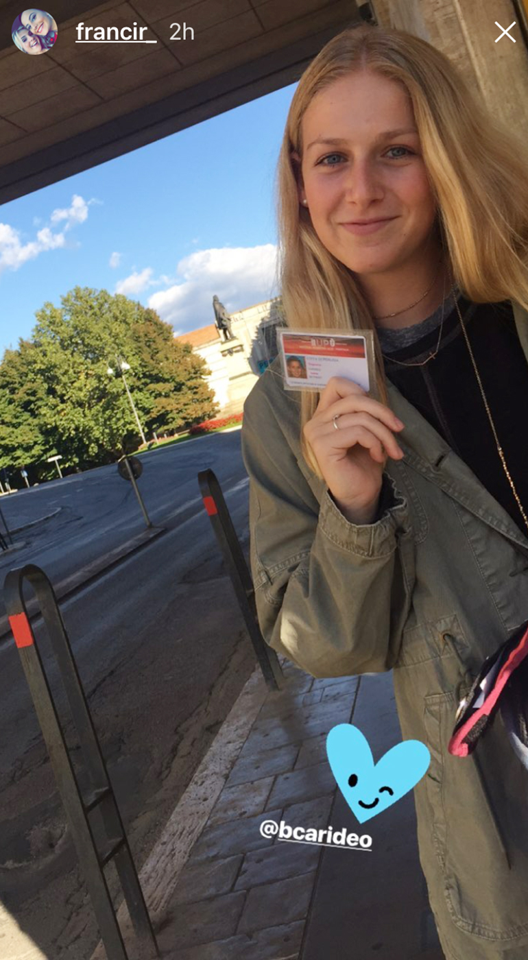 Greenheart Traveler, Bethany Carideo, with an ID in Italy.