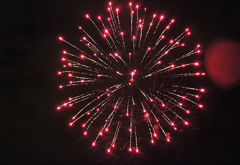 Fireworks for Bastille Day being celebrated in France.