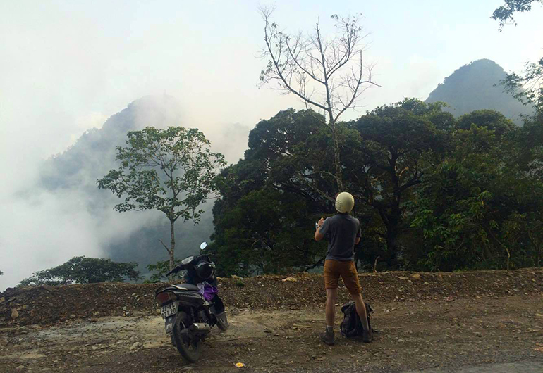 Motorbiking through Vietnam's countryside.