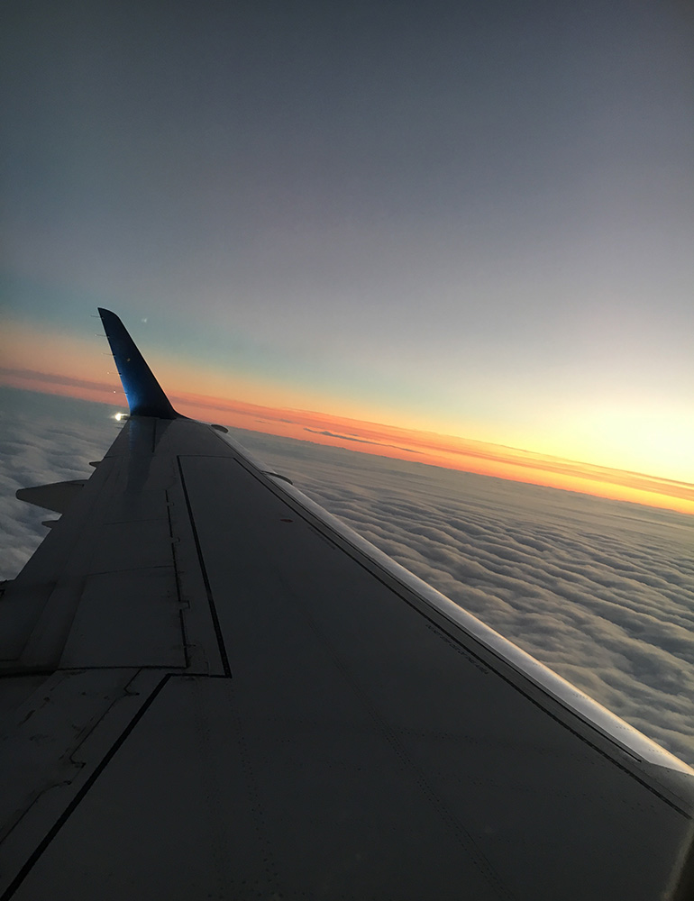 View of the sunrise from the plane