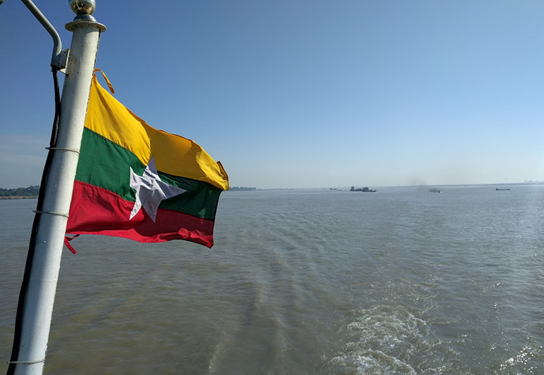View from a boat on the Irrawaddy River