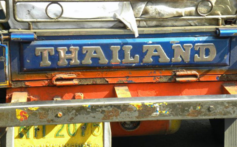 The back of a truck that says Thailand.