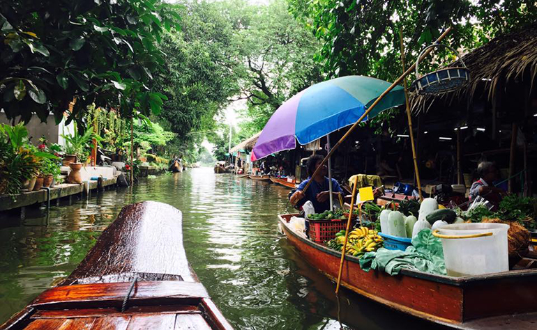 A floating market in Thailand.