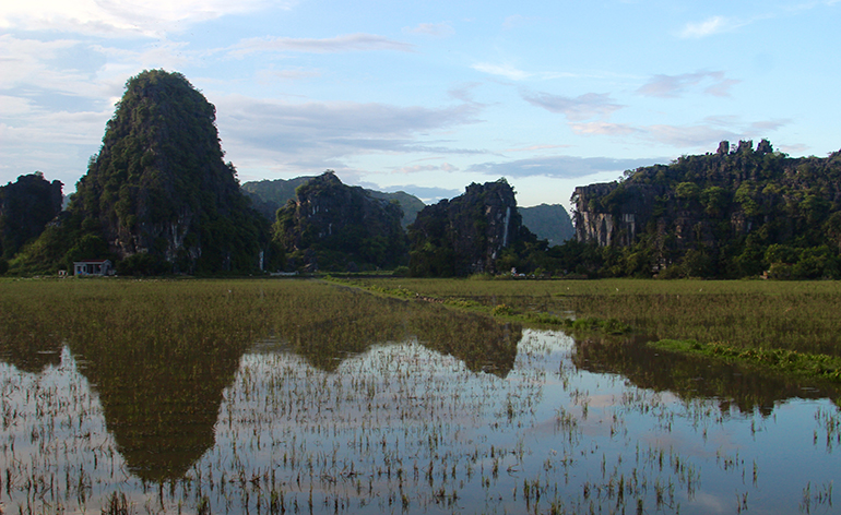 A reflection in the water at Ninh Binh, Vietnam.