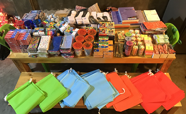School supplies as part of a Greenheart Service Grant for orphans in Bangkok.