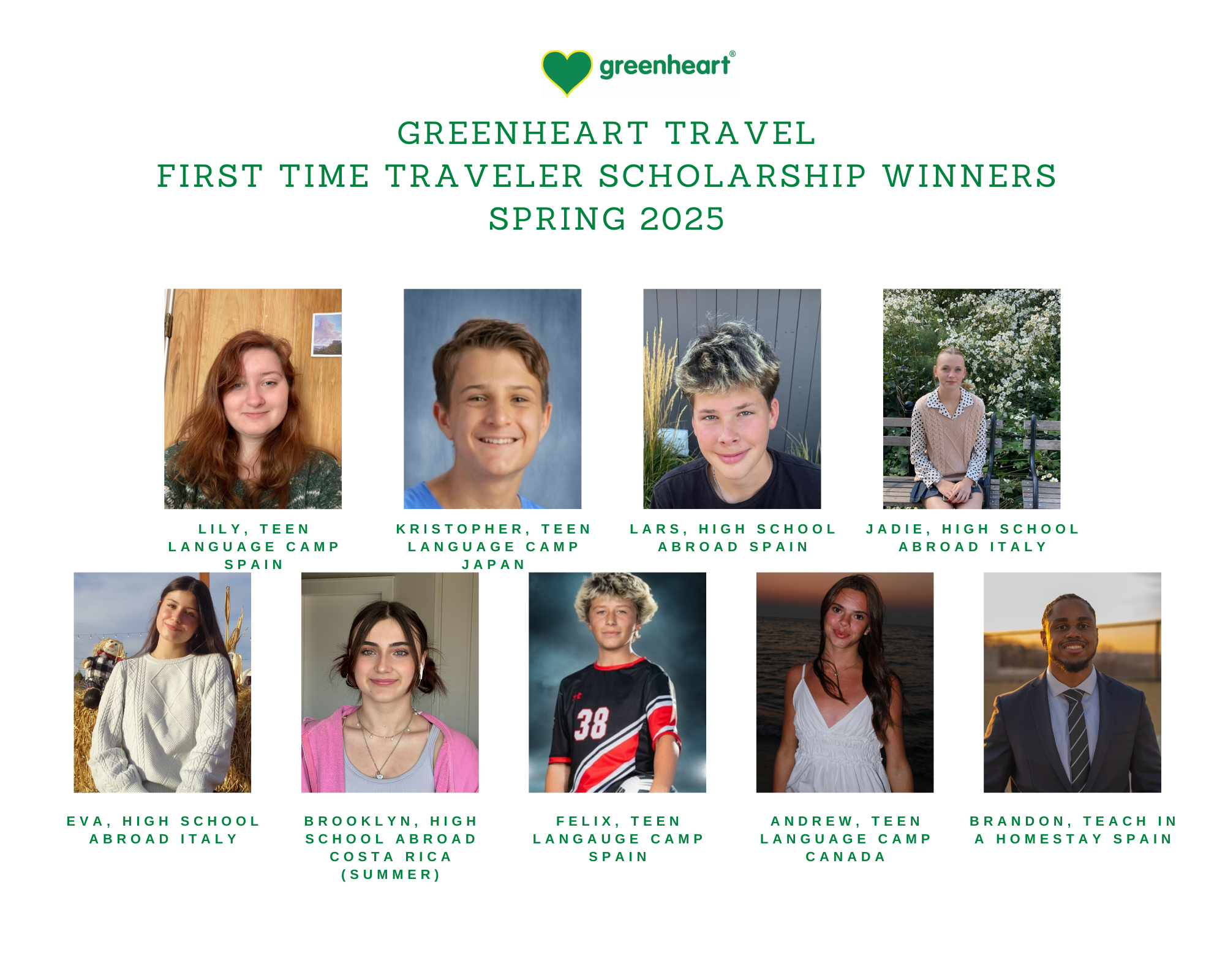Meet Greenheart’s First Time Traveler Winners for Spring 2025!