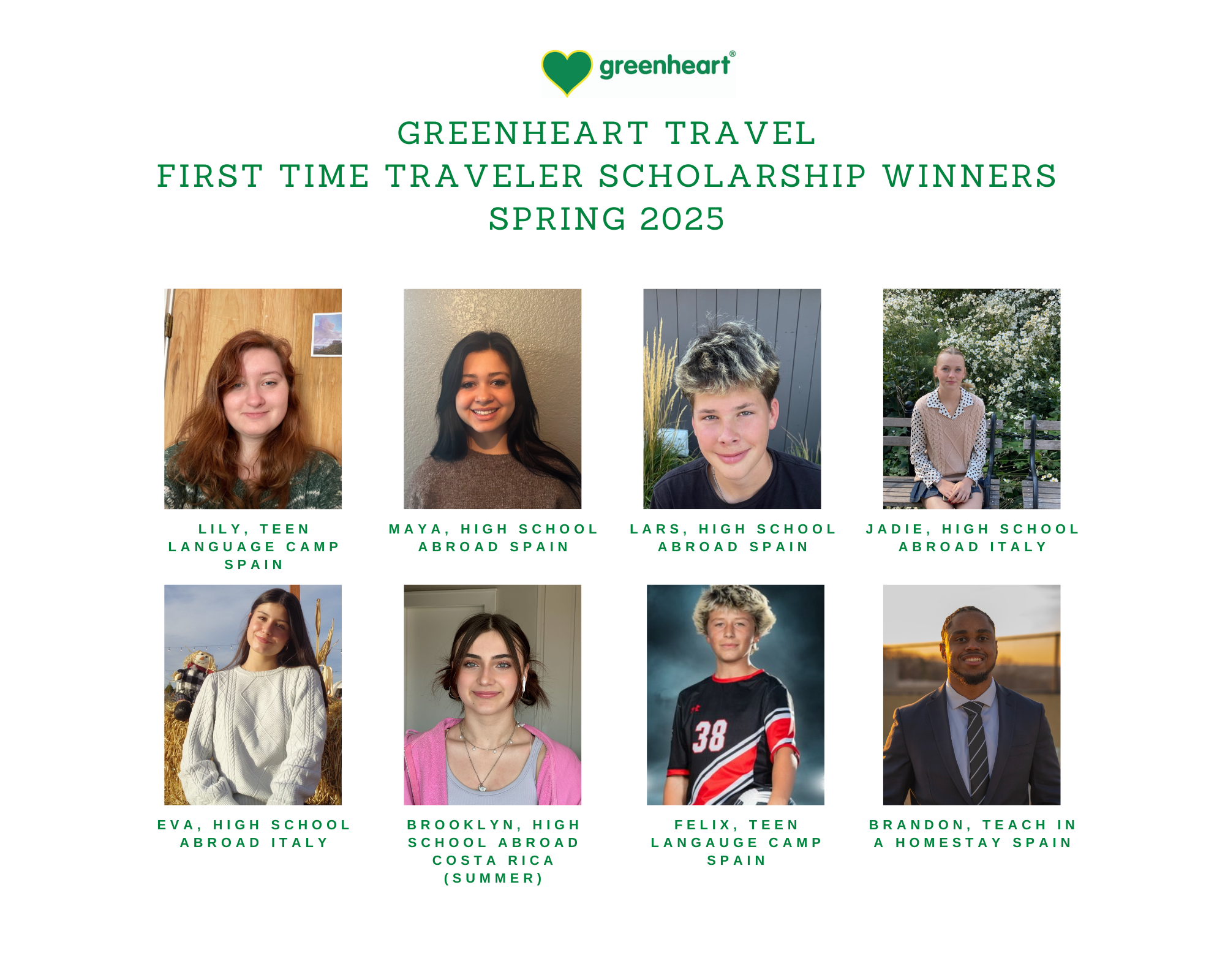 Meet Greenheart’s First Time Traveler Winners for Spring 2025!